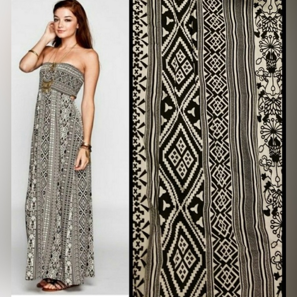 Black & White Patterned Maxi Dress Full Tilt Brand